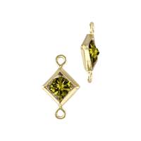 Gold Filled Peridot Cubic Zirconia Bezel Set Diamond Shape Connector