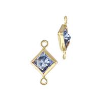 Gold Filled Light Sapphire Cubic Zirconia Bezel Set Diamond Shape Connector