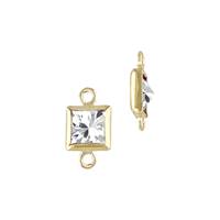 Gold Filled White Cubic Zirconia Bezel Set Square Shape Charm
