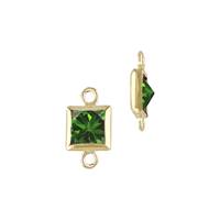 Gold Filled Emerald Cubic Zirconia Bezel Set Square Shape Charm