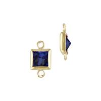 Gold Filled Sapphire Cubic Zirconia Bezel Set Square Shape Charm