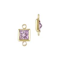 Gold Filled Pink Cubic Zirconia Bezel Set Square Shape Charm