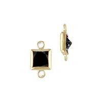Gold Filled Black Cubic Zirconia Bezel Set Square Shape Charm