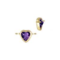 Gold Filled Amethyst Cubic Zirconia Bezel Set Heart Shape Connector