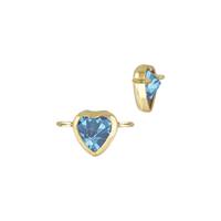 Gold Filled Aqua Cubic Zirconia Bezel Set Heart Shape Connector