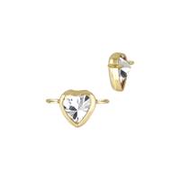 Gold Filled White Cubic Zirconia Bezel Set Heart Shape Connector