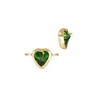 Gold Filled Emerald Cubic Zirconia Bezel Set Heart Shape Connector