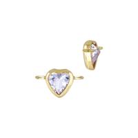 Gold Filled Light Amethyst Cubic Zirconia Bezel Set Heart Shape Connector