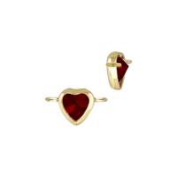 Gold Filled Garnet Cubic Zirconia Bezel Set Heart Shape Connector