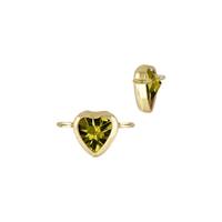 Gold Filled Peridot Cubic Zirconia Bezel Set Heart Shape Connector