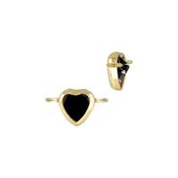 Gold Filled Black Cubic Zirconia Bezel Set Heart Shape Connector