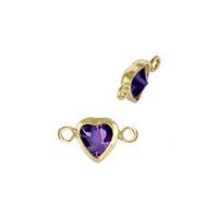 Gold Filled Amethyst Cubic Zirconia Bezel Set Heart Shape Connector