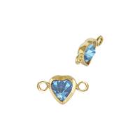 Gold Filled Aqua Cubic Zirconia Bezel Set Heart Shape Connector