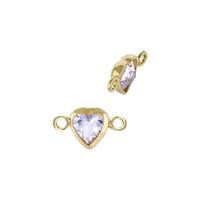 Gold Filled Light Amethyst Cubic Zirconia Bezel Set Heart Shape Connector