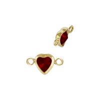 Gold Filled Red Cubic Zirconia Bezel Set Heart Shape Connector