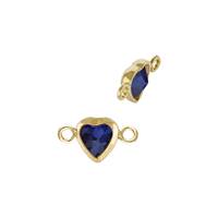 Gold Filled Sapphire Cubic Zirconia Bezel Set Heart Shape Connector