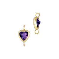 Gold Filled Amethyst Cubic Zirconia Bezel Set Heart Shape Connector