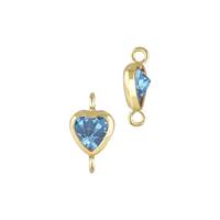 Gold Filled Aqua Cubic Zirconia Bezel Set Heart Shape Connector