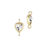 Gold Filled White Cubic Zirconia Bezel Set Heart Shape Connector