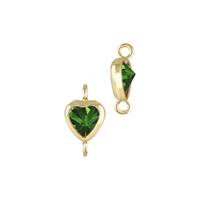 Gold Filled Emerald Cubic Zirconia Bezel Set Heart Shape Connector