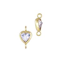 Gold Filled Light Amethyst Cubic Zirconia Bezel Set Heart Shape Connector