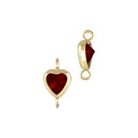 Gold Filled Red Cubic Zirconia Bezel Set Heart Shape Connector
