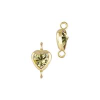 Gold Filled Topaz Cubic Zirconia Bezel Set Heart Shape Connector