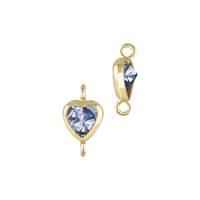 Gold Filled Light Sapphire Cubic Zirconia Bezel Set Heart Shape Connector