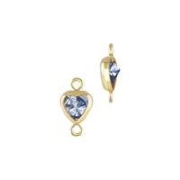 Gold Filled Light Sapphire Cubic Zirconia Bezel Set Heart Shape Connector