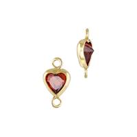 Gold Filled Garnet Cubic Zirconia Bezel Set Heart Shape Connector