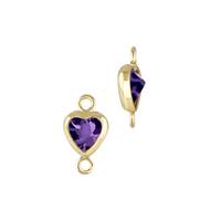 Gold Filled Amethyst Cubic Zirconia Bezel Set Heart Shape Connector