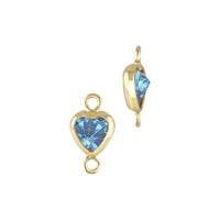 Gold Filled Aqua Cubic Zirconia Bezel Set Heart Shape Connector