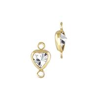 Gold Filled White Cubic Zirconia Bezel Set Heart Shape Connector