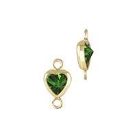 Gold Filled Emerald Cubic Zirconia Bezel Set Heart Shape Connector