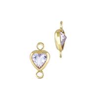 Gold Filled Light Amethyst Cubic Zirconia Bezel Set Heart Shape Connector