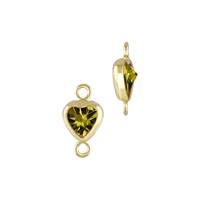 Gold Filled Peridot Cubic Zirconia Bezel Set Heart Shape Connector