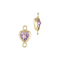 Gold Filled Pink Cubic Zirconia Bezel Set Heart Shape Connector