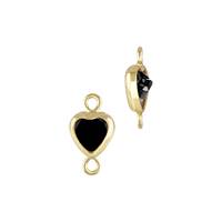 Gold Filled Black Cubic Zirconia Bezel Set Heart Shape Connector