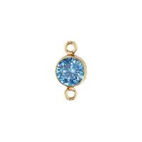 Gold Filled Aqua Cubic Zirconia Bezel Set Connector