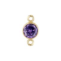 Gold Filled Amethyst Cubic Zirconia Bezel Set Connector