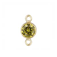 Gold Filled Peridot Cubic Zirconia Bezel Set Connector