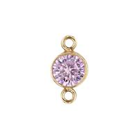 Gold Filled Pink Cubic Zirconia Bezel Set Connector