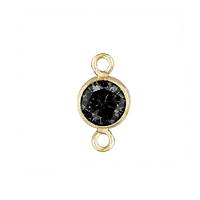 Gold Filled Black Cubic Zirconia Bezel Set Connector
