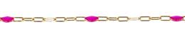 Gold Filled Paper Clip And Starburst Link Chain With Pink Enamel