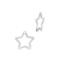 Sterling Silver Star Outline Connector With 3 Holes