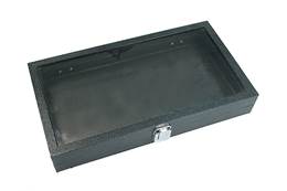 Glass Top 14 Inches Black Wood Tray Size B