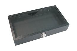 Glass Top 14 Inches Black Wood Tray Size A