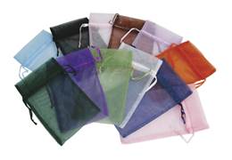 SIZE B MIX COLORS ORGANZA DRAWSTRING POUCHES 27291