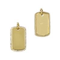 Vermeil Gold Cubic Zirconia Dog Tag Charm