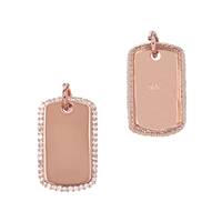 Rose Gold vermeil Cubic Zirconia Dog Tag Charm